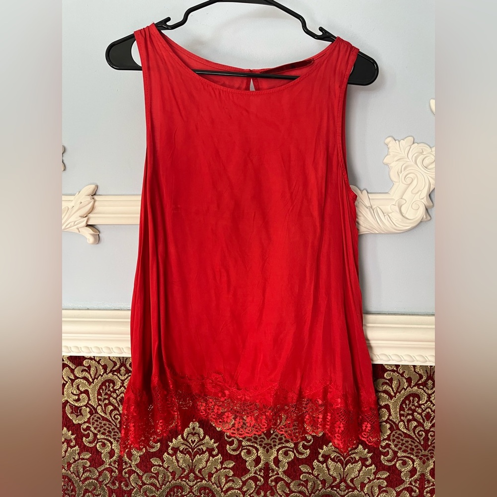 Elegant Red Lace Swing Top